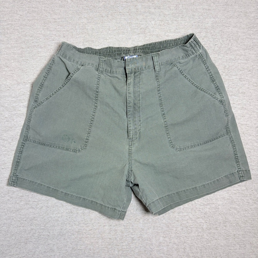 Vintage 90s Pacific Beach Men Shorts Medium Green Cotton Elastic Waist Gorpcore